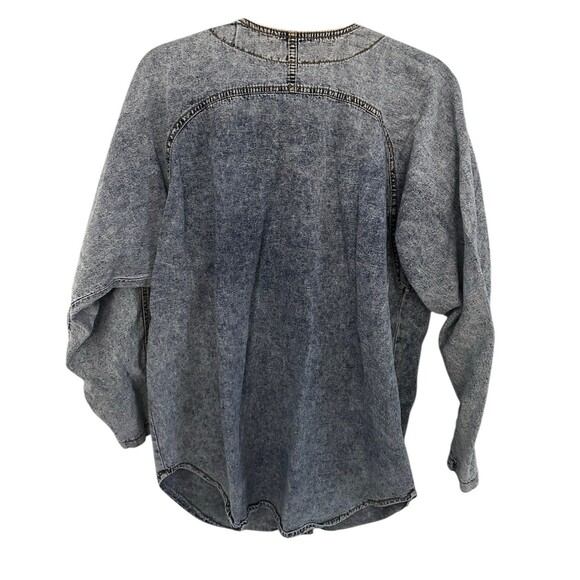 Monique Fashions 80s Acid Washed Blue Denim Gold Stud Shirt Jacket  13/14 - Picture 5 of 10